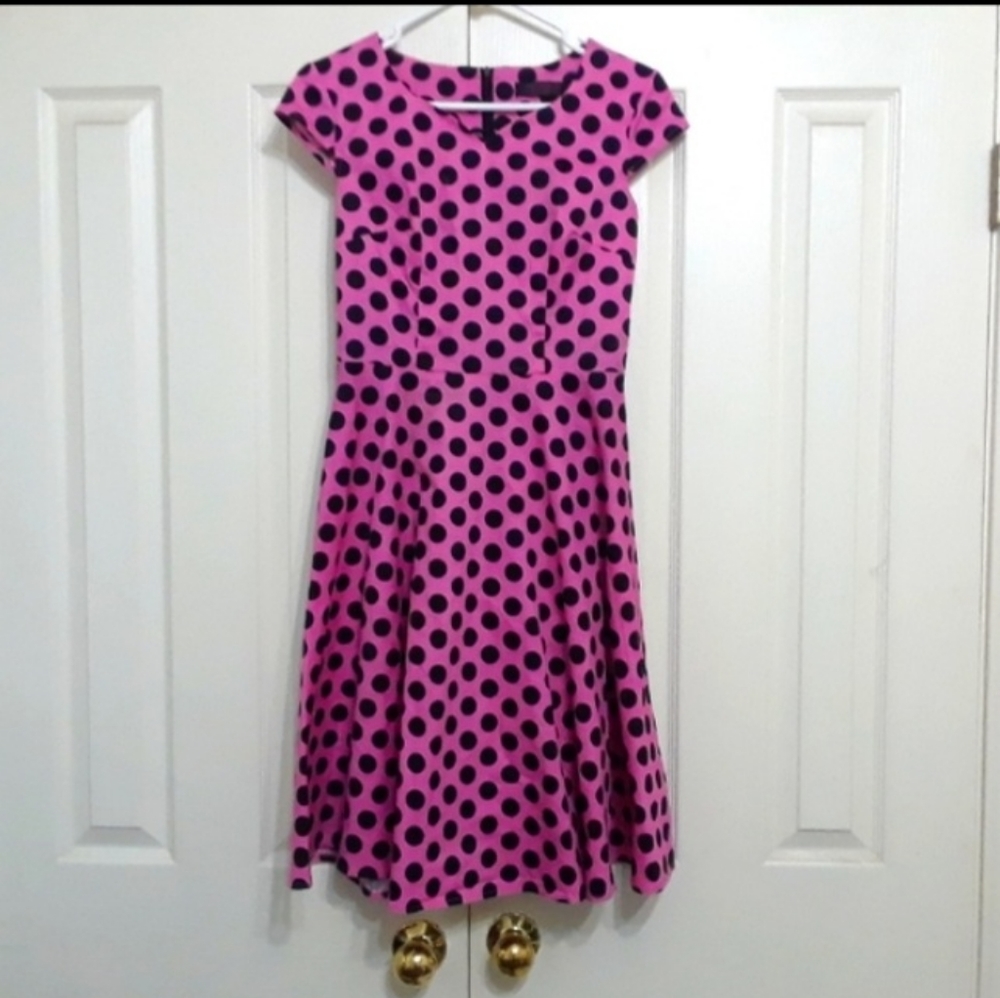 Dresstells Pink Black Retro Pinup Cotton Dress